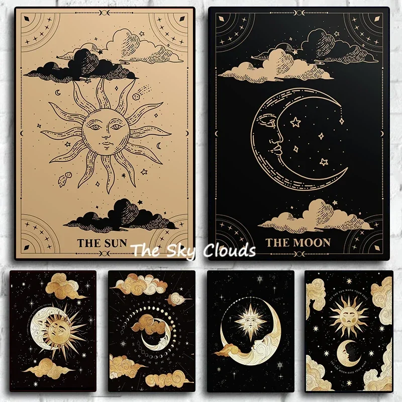 Astrological Tarot Card Poster Moon Sun Canvas Painting HD Print Modern Wall Art Picture Living Room Bedroom Decoration