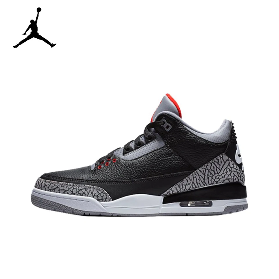 

Original Air Jordan 3 “Black Cement" For Mens Black & White Red Chicago Classic Retro Basketball Sneakers 854262-001