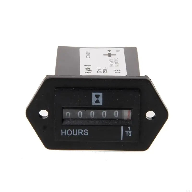 87HE Generator Sealed Hour Meter Counter Tractor Truck Rectangle for DC 10V-80V for Boats Trucks Tractors for Cars