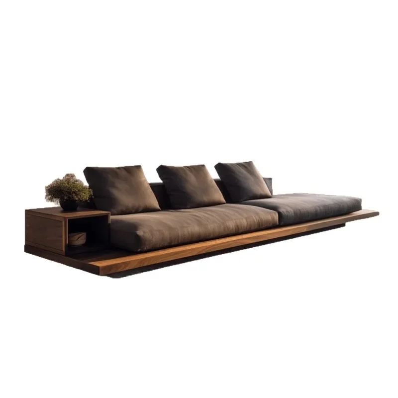 

Solid wood sofa log small apartment, sofa living room modern simple single, sofa wabi sandy wind