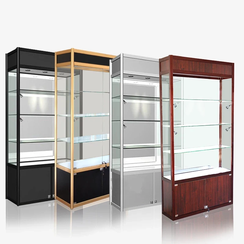 custom.LED-Lit Multiple Layer Shop Glass Display Cabinets Shopping Mall Use
