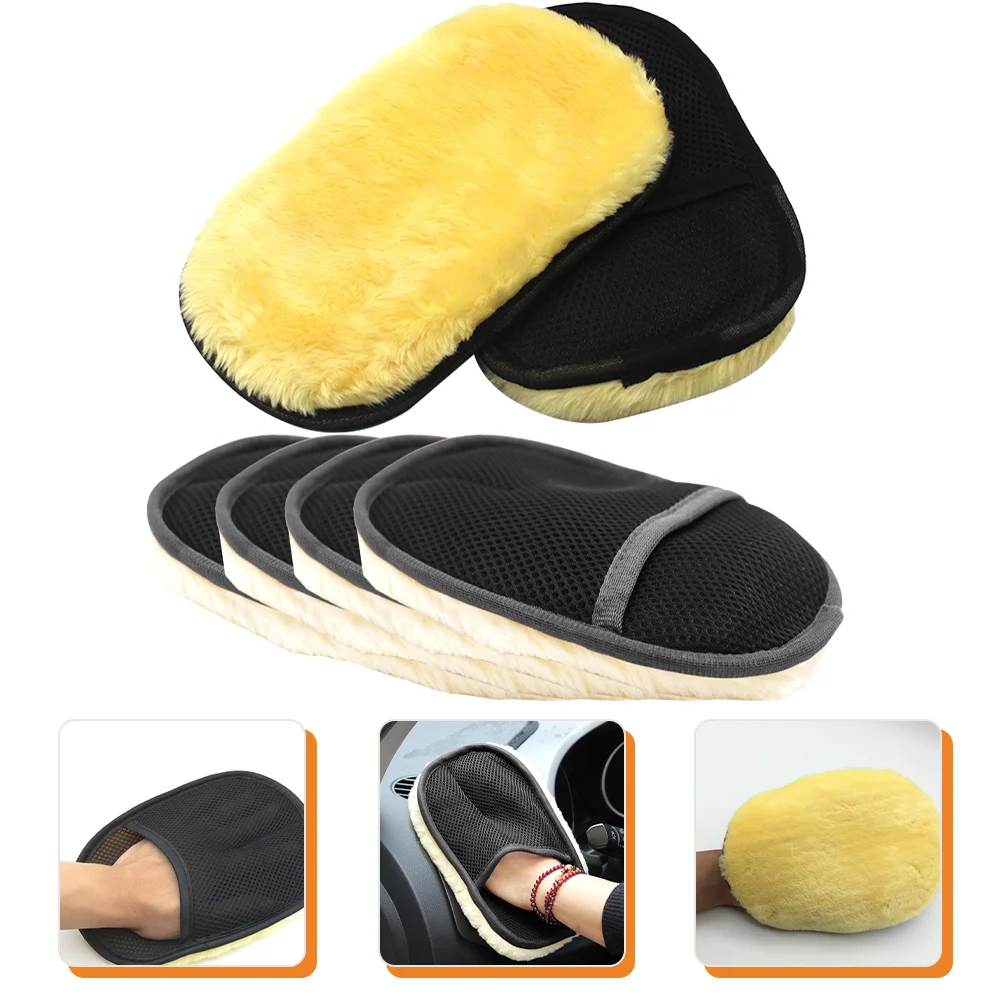 6 Pcs Plush Car Wash Gloves Cleaning Tools Microfibre Mitts Kit Painters with Thumb Care Dust Collector