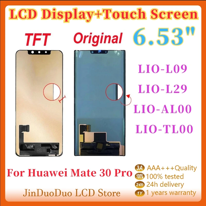 

TFT 6.53" For Huawei Mate 30 Pro LIO-L09 L29 AL00 TL00 LCD Display Touch Screen Digitizer Assembly For Huawei Mate 30 Pro LCD