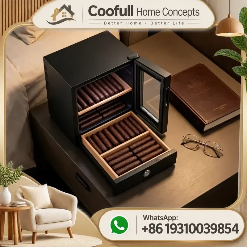 Mini Electric Cigar Humidor Cabinet 16L Glass Door Cooler Thermostat Humidification Storage Box for 100 200 300 Cigars 220V