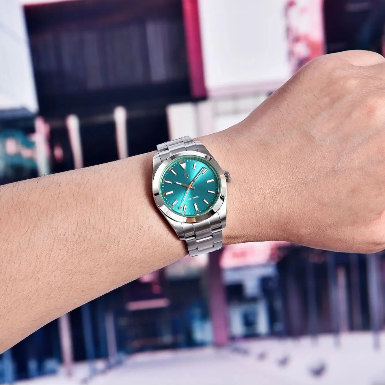 PAGANI DESIGN Green Glass Men's Mechanical Automatic Men AR Sapphire Crystal Stainless thumbnail 2