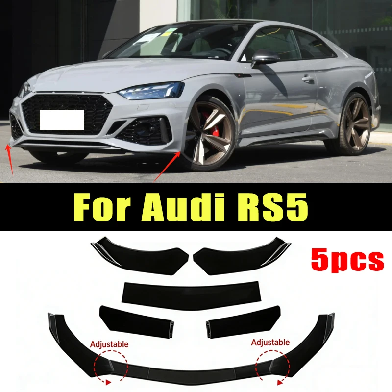 

5Pcs ABS Material Universal Car Front Bumper Separator Bumper Lip Body Kit Duck Lip Separator For Audi RS5 Car Accessories