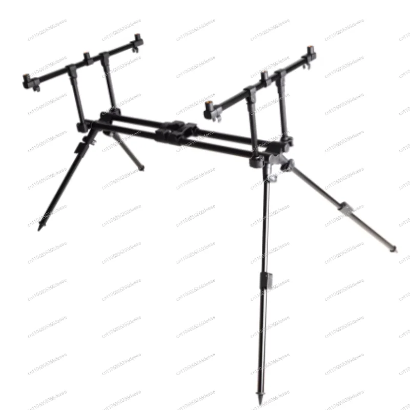 ybjTriple Fishing Rod Holder Frosted Black All-Terrain Stand Free Rod Pillow for Carp & Bank Fishing