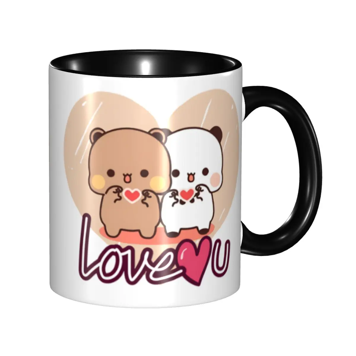 DIY Panda And Brownie Ceramic Mug Custom True Love BuBu DuDu Couple Coffee Cups Creative Gift