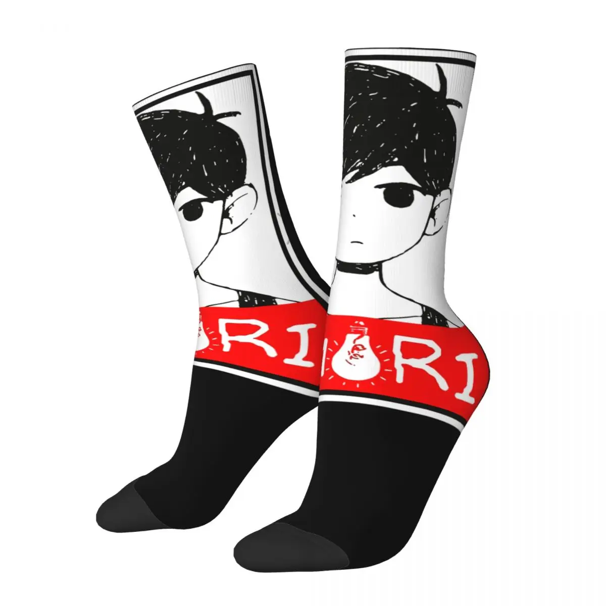 

Hip Hop Vintage Black Crazy Men's Socks Omori Game Unisex Street Style Seamless Printed Happy Novelty Crew Sock Boys Gift