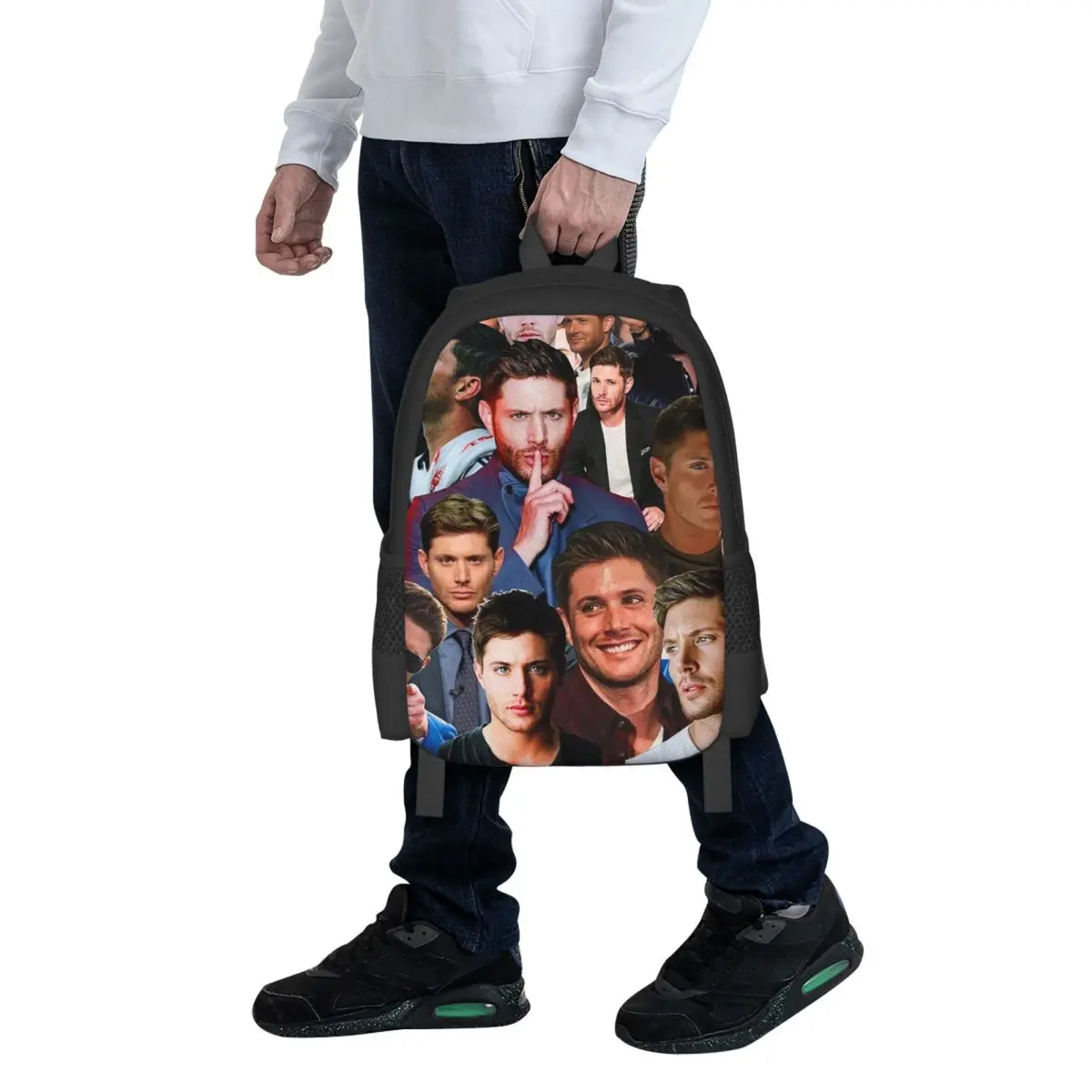 Jensen Ackles Photo Collage Student Backpack School Bag Hiking Travel Daypack for Men Women Fashion Bookbag Shoulder Bags