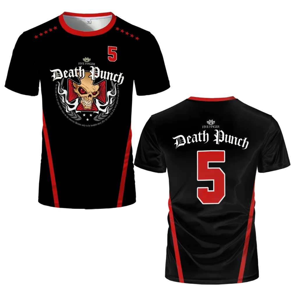 202 Halloween Skull 5FDP Five Finger Death Punch T-shirt 3D Printed Fashion Trend Round Neck T Shirt Unisex Kids Loose Tops