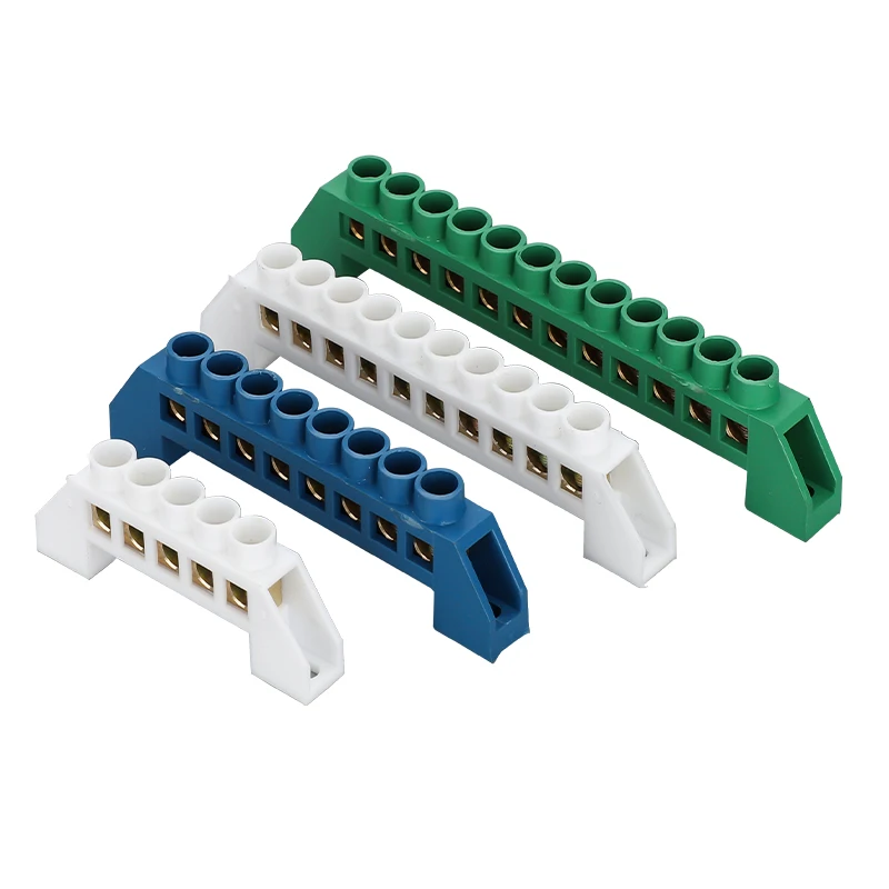 Zero wire terminal Brass Earth And Neutral distribution box bridge type wiring terminal Blue White Green 4/5/6/8 pin Connector