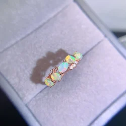Natural Opal Egg Face Fashion Rings with Silver 925 Trendy Creative Finger Vintage Jewelry for Women Healing Party Gift