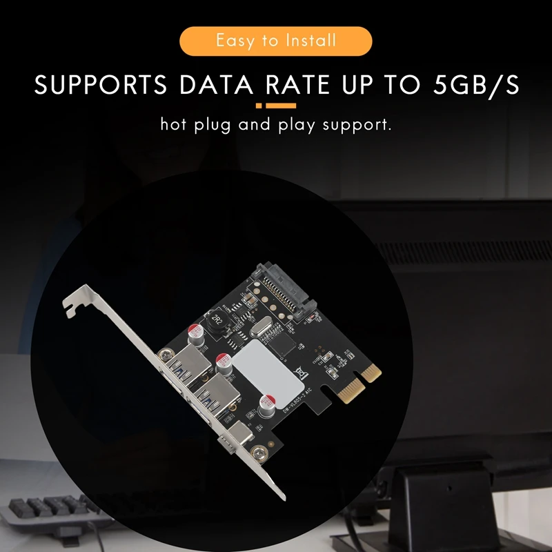 Tarjeta de expansión Usb 3,1 tipo C Pcie A 1 Tipo C y 2 tipo A 3,0, concentrador de controlador Pci Express para Pc de escritorio