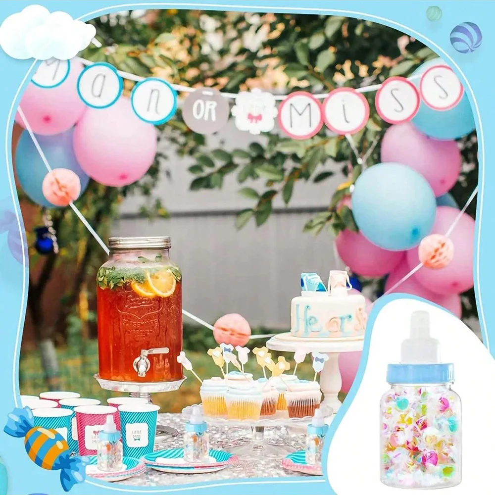 12Pcs White Baby Bottle Shape Candy Bottle Baby Shower Favor Plastic Mini Feeding Bottle for Birthday Baby Shower Gift Decor
