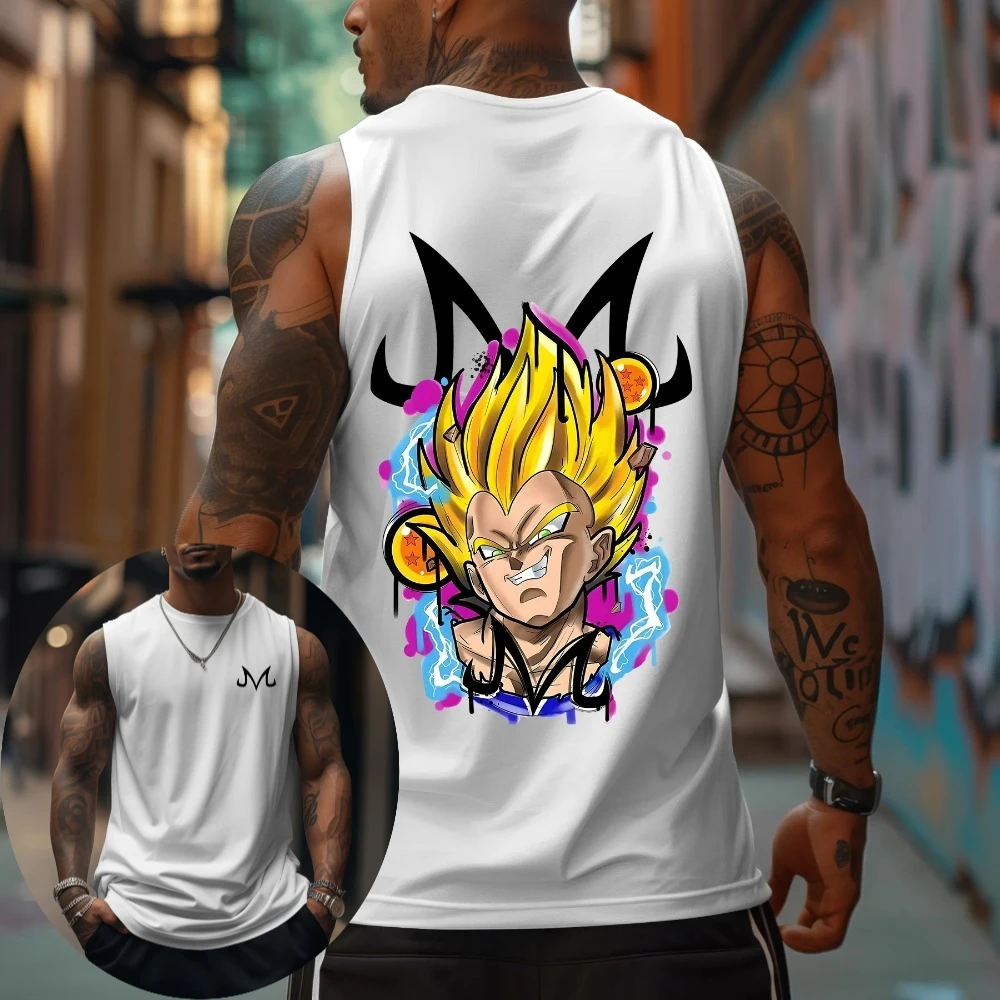 

Dragon Ball Men's Vest Tank Top Vegeta Summer Japanese Anime Spring and Autumn Sports Fitness Running Hip-hop Sleeveless Top