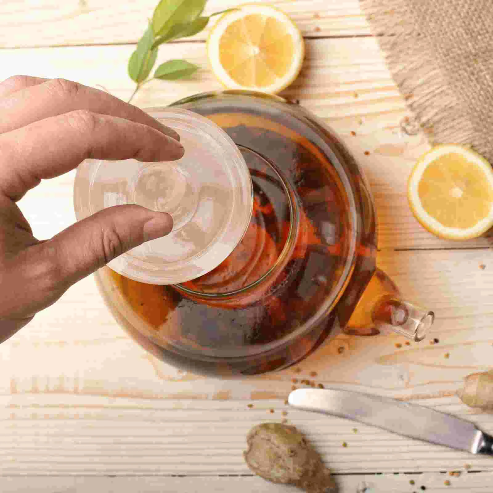 

2 Pcs Glass Teapot Dispenser Kettle Covers Lids Household Transparent Teacup Replacement