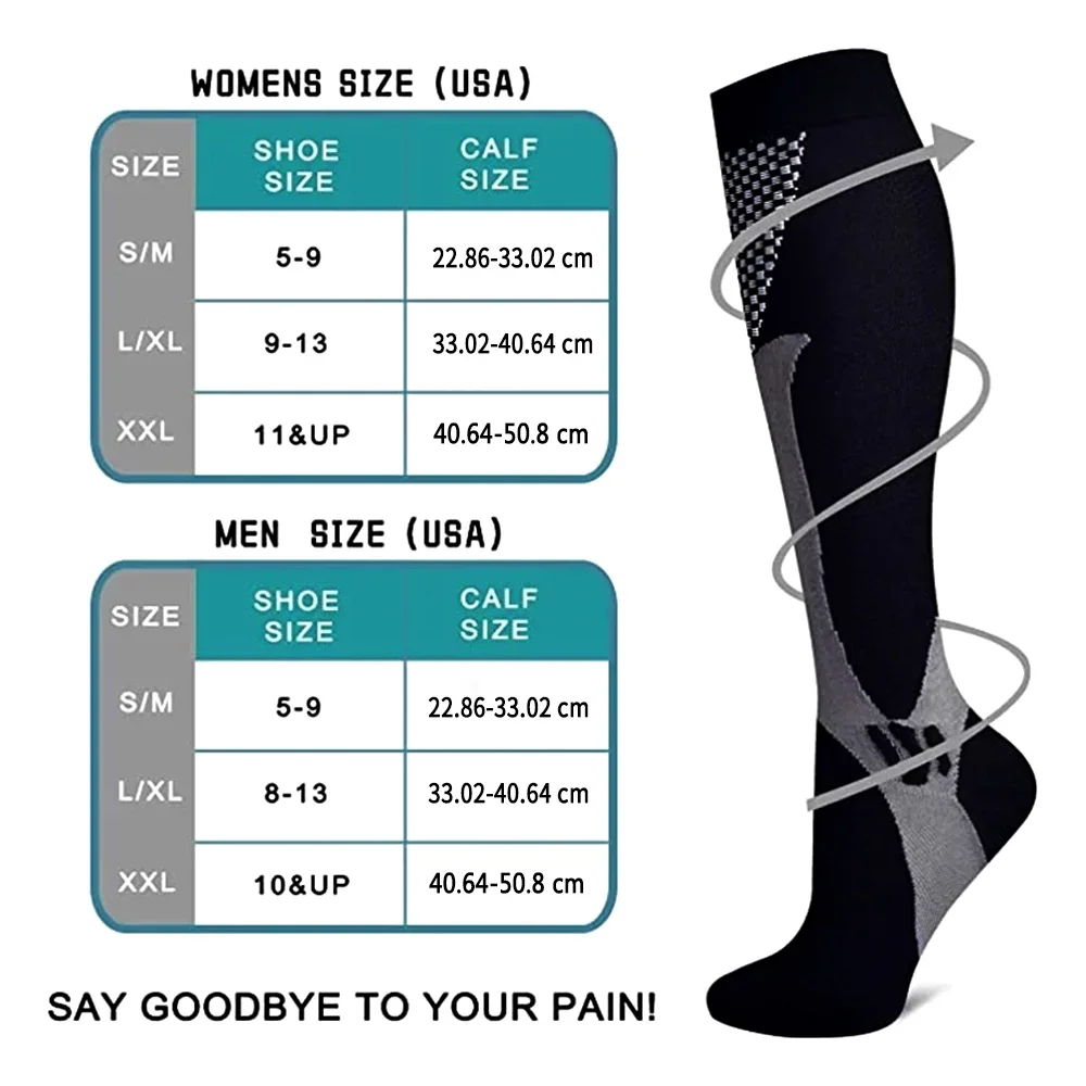 1 Pair Medical Sport Compression Socks Men Women, Compression Stocking Nurse Socks for Edema Travel