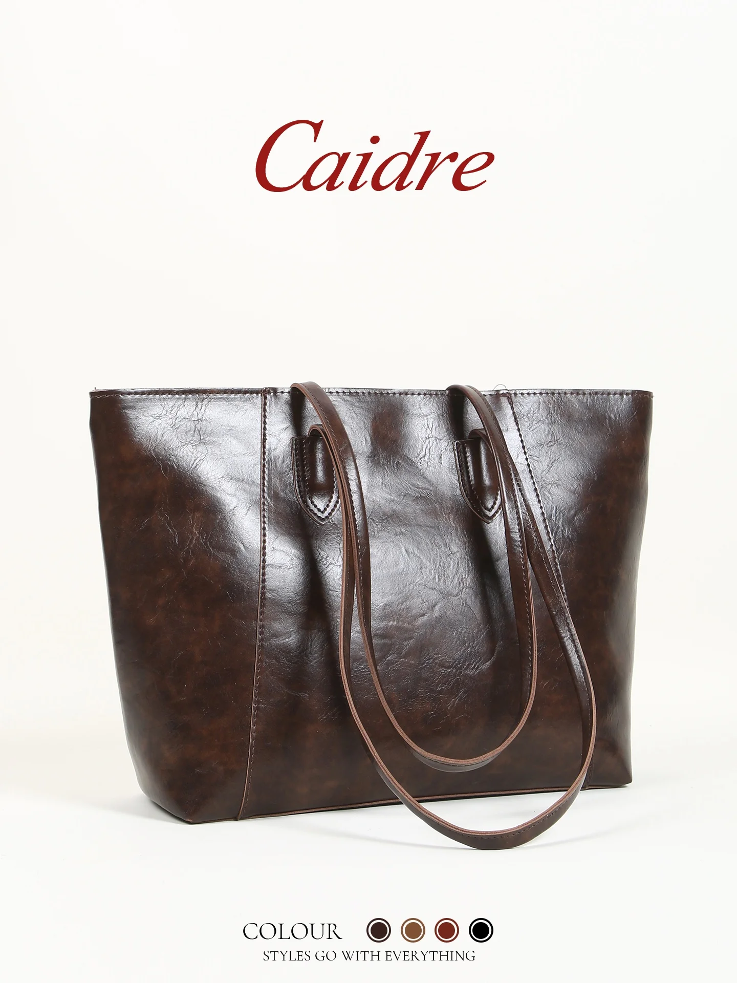 

Caidre Simple Retro Large Capacity Tote Bag Women's Autumn Winter Single Shoulder Armpit Bag Commuting Handbag Soft PU Leather
