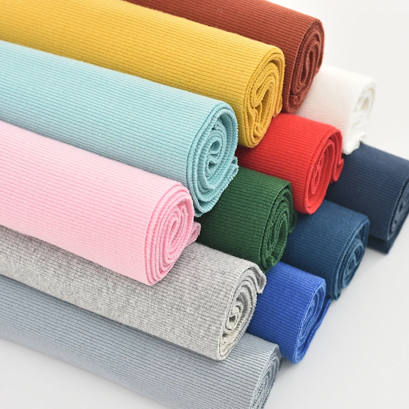 Rib Knit Fabric Cotton Lycra Jersey Fabric Stretch For Sewing Summer Garments Thin Rib Sewing Cloth 20*106cm