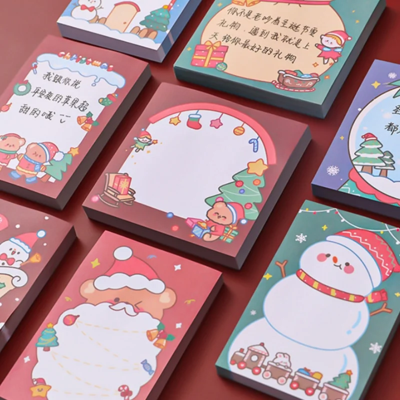 Cartoon Christmas Sticky Notes, Student Message Notebook, Study And Office Sticky Notes, Santa Claus N Times Stickers