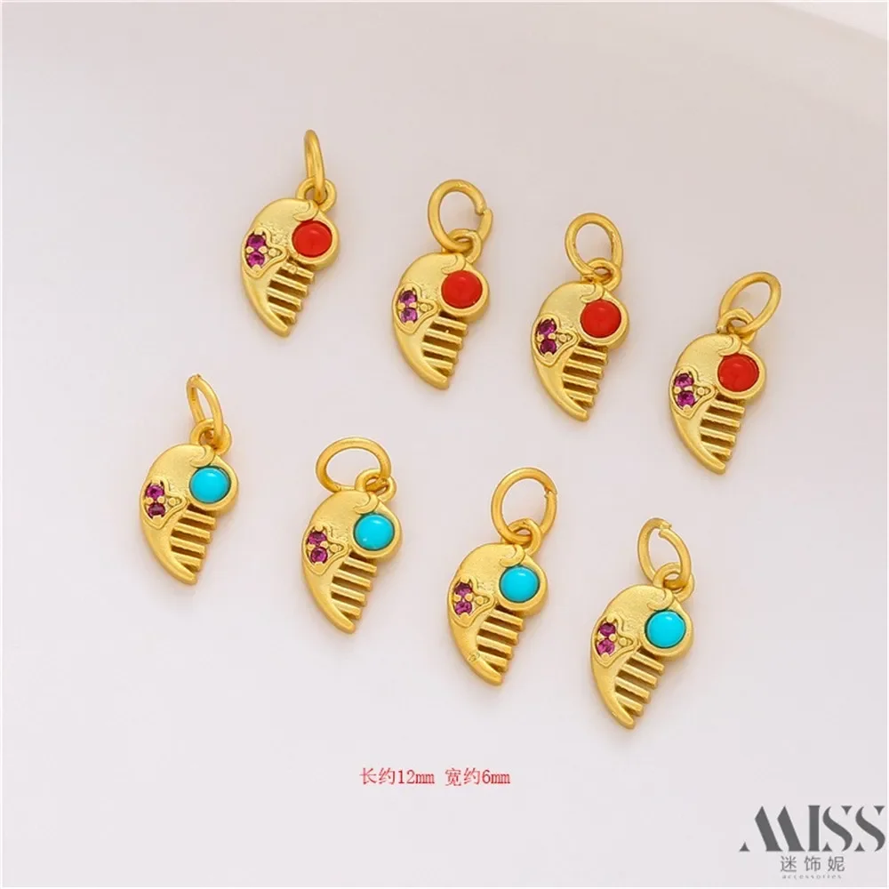 كتم الذهب اللون الاحتفاظ Nanhong الأخضر الصنوبر الزركون قلادة مشط صغيرة DIY بها بنفسك اكسسوارات اليدوية سوار قلادة دلاية مجوهرات