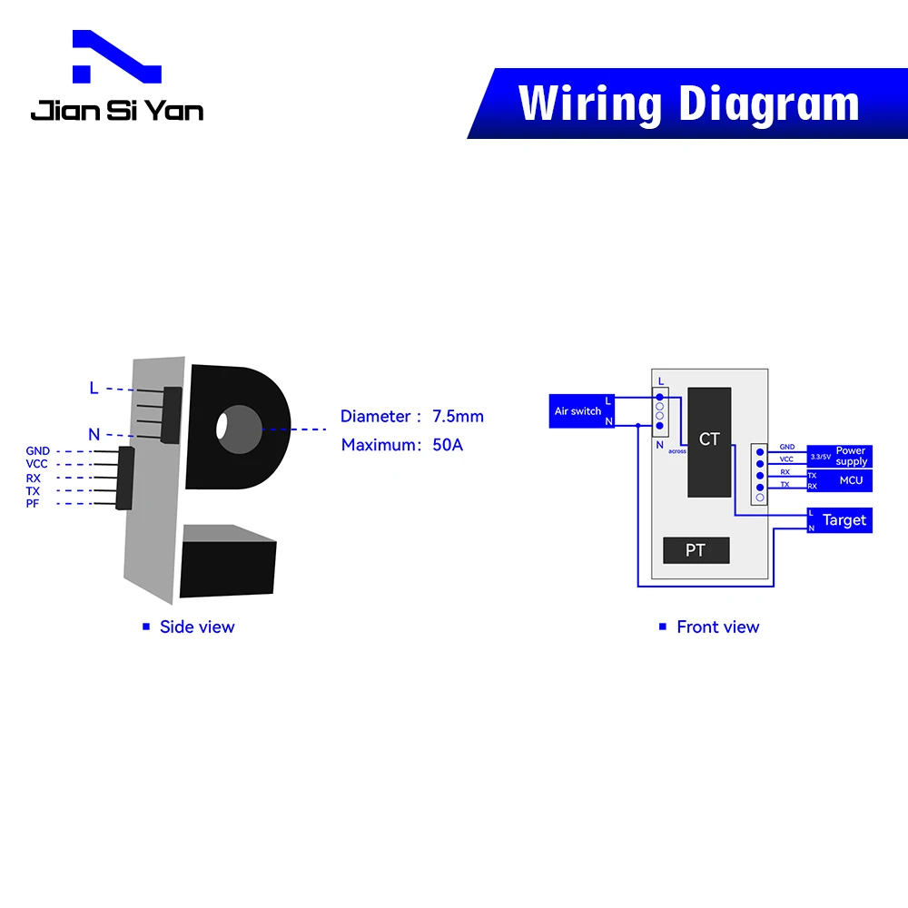 JSY-MK-163T Bidirectional Smart Thermostat Multimeter Mini Digital Voltmeter Single Mutual Inductance Energy Metering Module