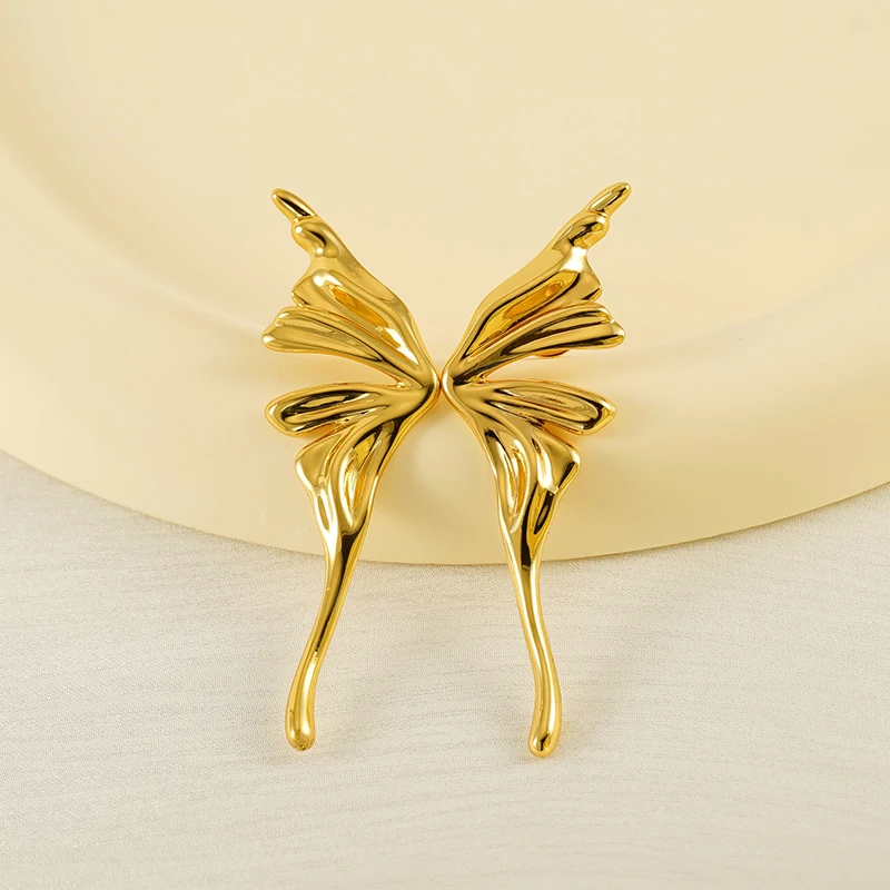 

Stainless steel butterfly earrings for women, plated with 18K gold and fashionable titanium steel earrings