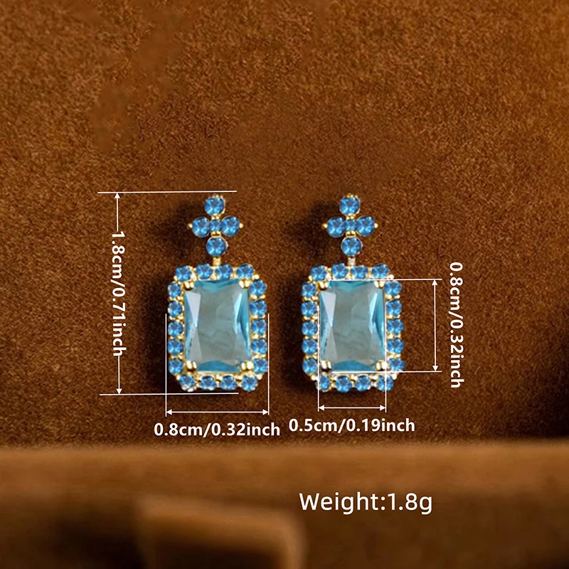 Huitan Exquisite Light Blue Drop Earrings for Women Newly Flower Designed Fresh Style Ear Accessories Elegant Daily Wear Jewelry