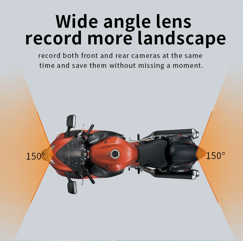 Mini WiFi Motorcycle Dash Cam Dual HD 1080P DVR Camera No Screen 140 degrees Wide Angle IP67 Waterproof GPS camara moto