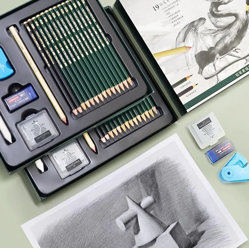 Faber-Castell Pitt Juego de grafito Lata de 19, grafito antirotura, acabado mate, ideal para ilustración y dibujo técnico