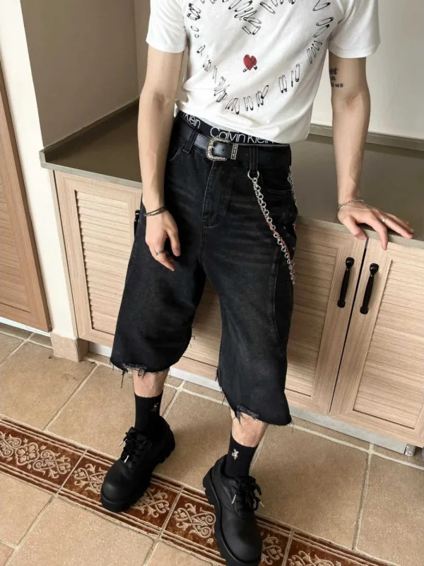 

Мужские джинсы в стиле ретро, прямые, свободные, с эффектом потертости, повседневные, стройнящие, модные, брендовые, длиной семь футов