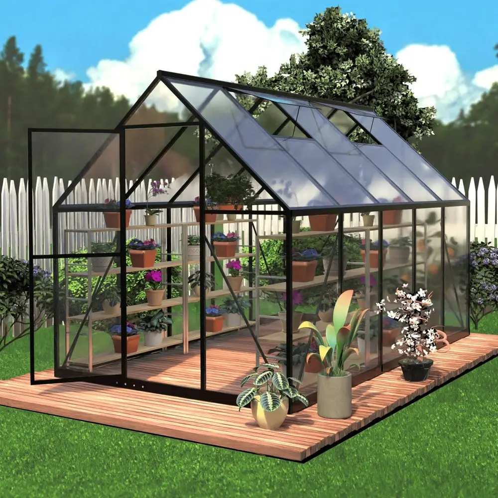 

Greenhouse Kits for Outdoors, 6x10 FT Walkin Plant Green House with Locking Door amp Roof Vent, Heavy Duty Aluminum Frame Winte