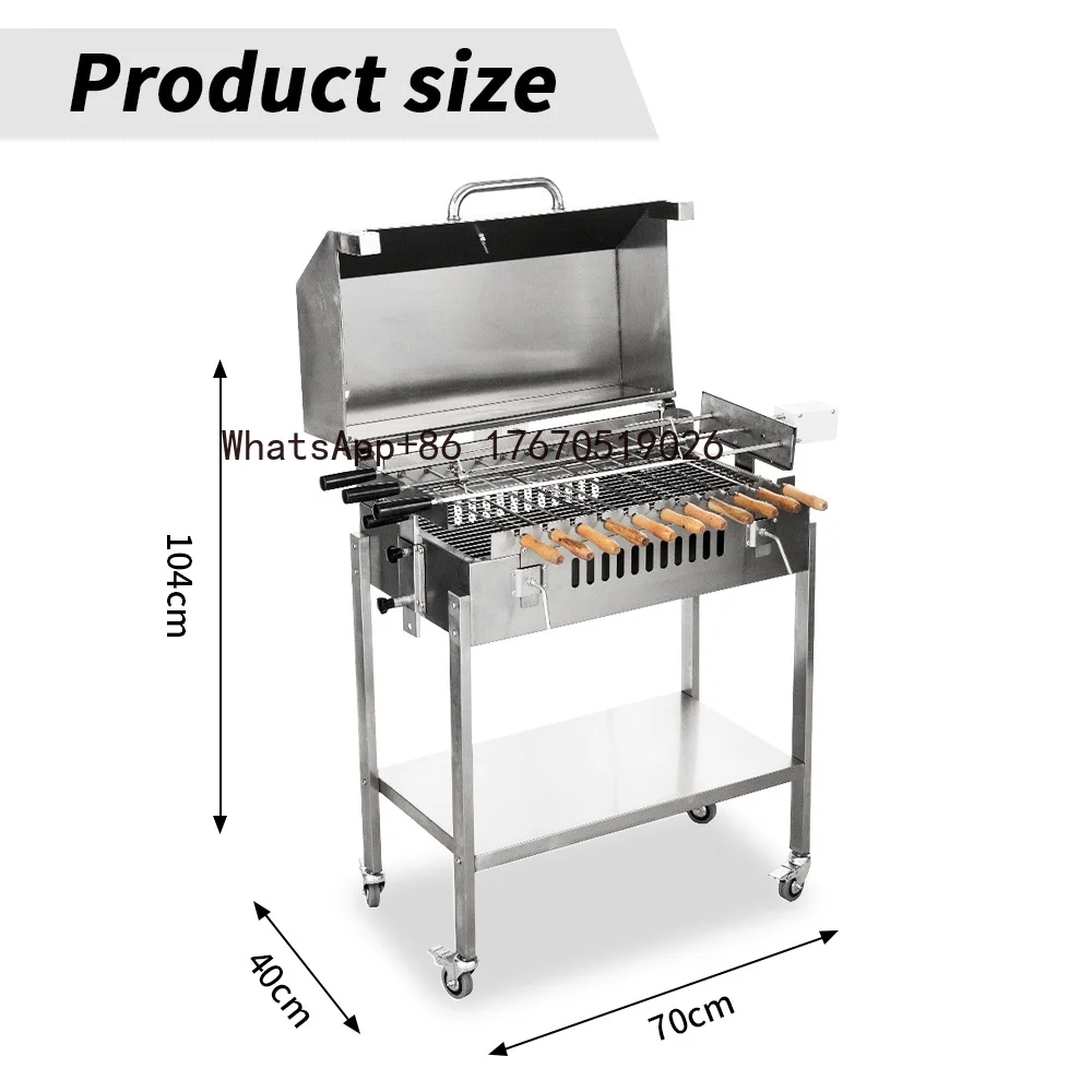 Modern Outdoor Large Charcoal Cyprus Foukou Rotisserie BBQ Grill High Steel Fire Trolley for Indoor Outdoor Camping - HDC02