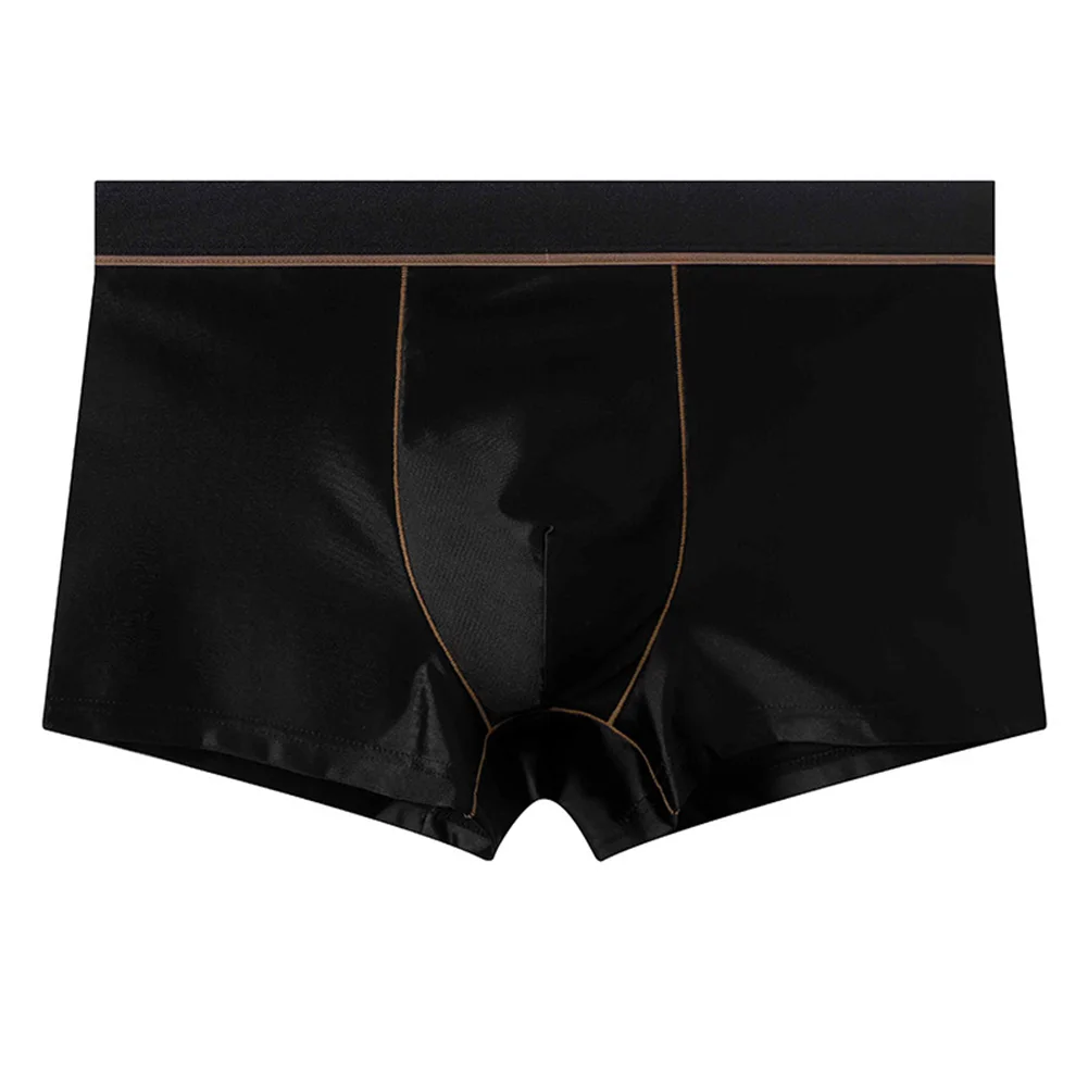 Men Ice Silk Glossy Smooth Boxer Shorts Underwear Breathable Sleepwear Panties Sexy Boys Thin Flat Corner Panties