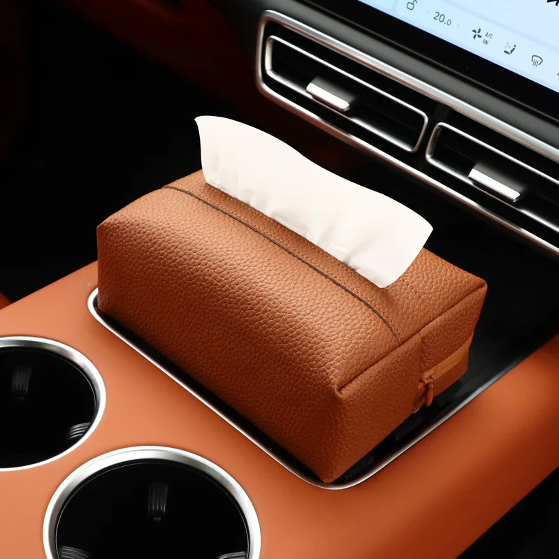 

1Pc Minimalist Car Paper Holder Luxury Leather Tissue Box Interior Organizer Armrest Console Case Suitable for BMW Toyota Honda