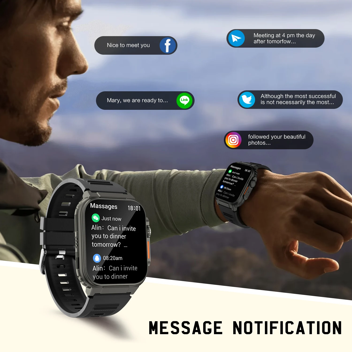 600mah Smart Watch Ultra 1.96 \'\'HD Screen out Doors Sport Fitness Tracker cardiofrequenzimetro monitoraggio del sonno archiviazione musicale per