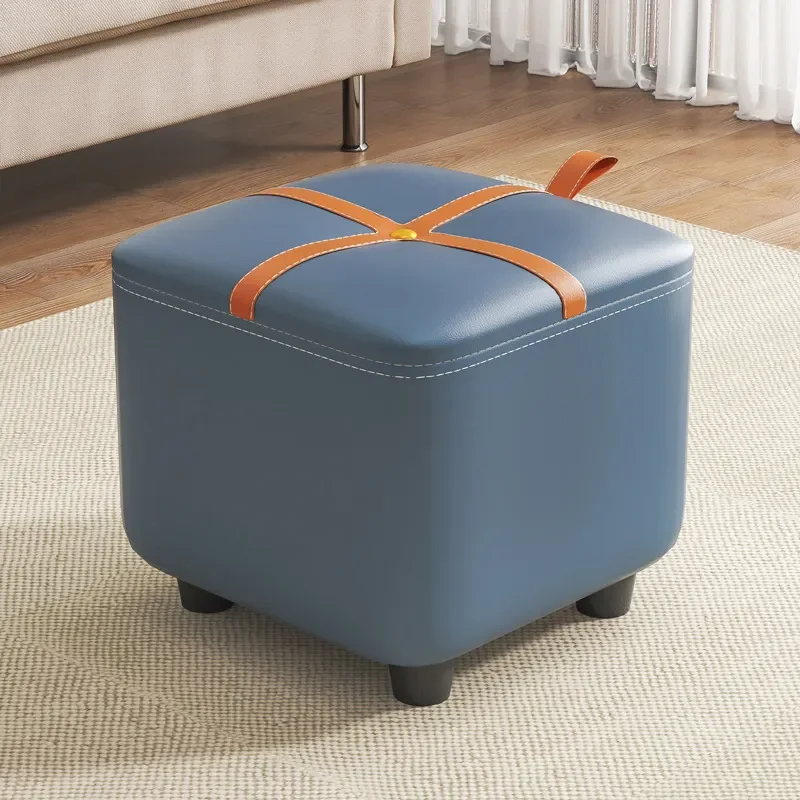 Soft Fabric Small Stool Solid Wood Low Bench for Home Living Room Doorway Shoe Changing Sofa Side Seat Compact Modern Design