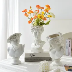 Modern Nordic Style Creative Portrait Vase Human Head Flower Vases Decorative Ornaments Resin David Home Flowers Art Decor