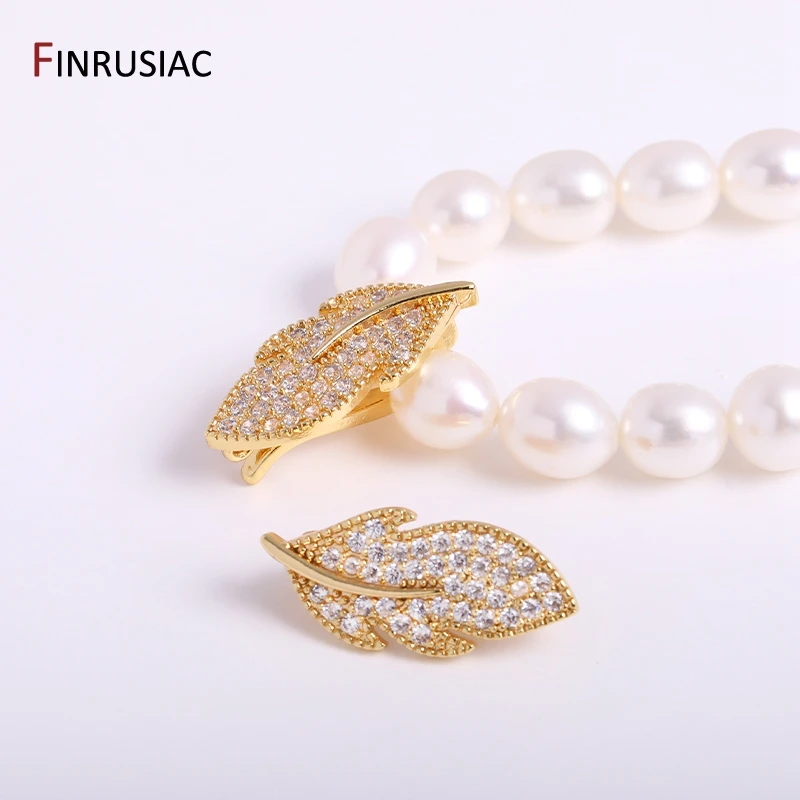 11 Types 18K Gold Plated Shiny Zircon Pearl Clasps Hooks For DIY Beaded Pearl Jewelry Making Connectors Fittings Wholesale