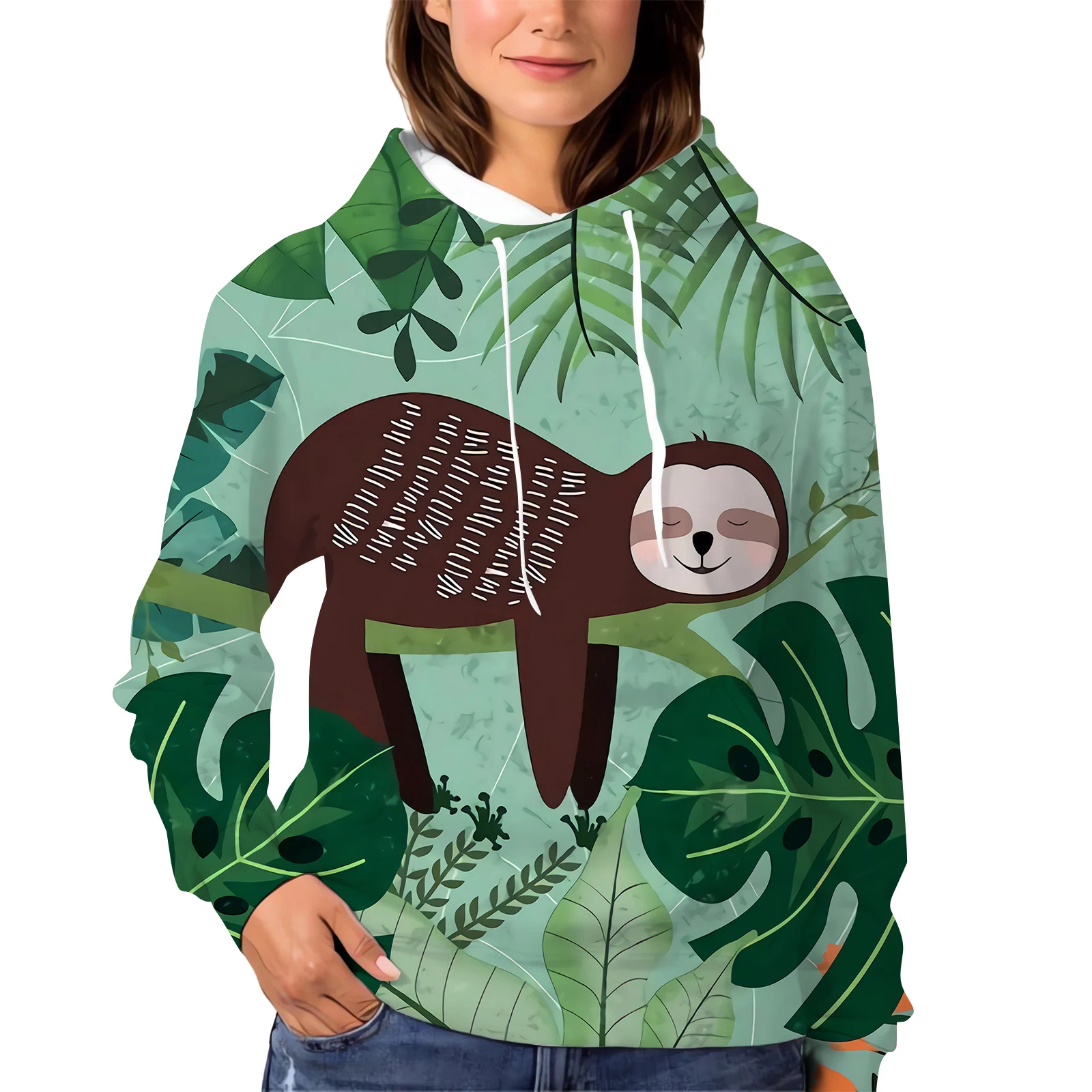 HX Animals Sloth Hoodies Tropical Plants Leaves 3D Printed Sweatshirts Mens Zip Up Coats Men Women Clothing Dropshipping