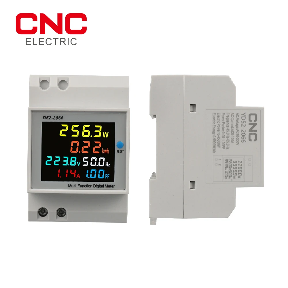 Monitor AC su guida din 6IN1 110V 220V 380V 100A Tensione Corrente Fattore di potenza KWH attivo Misuratore di frequenza di energia elettrica VOLT