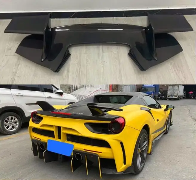 

Real Forging Carbon Fiber Car Rear Trunk Wing Lip Spoiler For Ferrari 488 Spider GTB 2015 2016 2017 2018 2019 2020 2021 2022