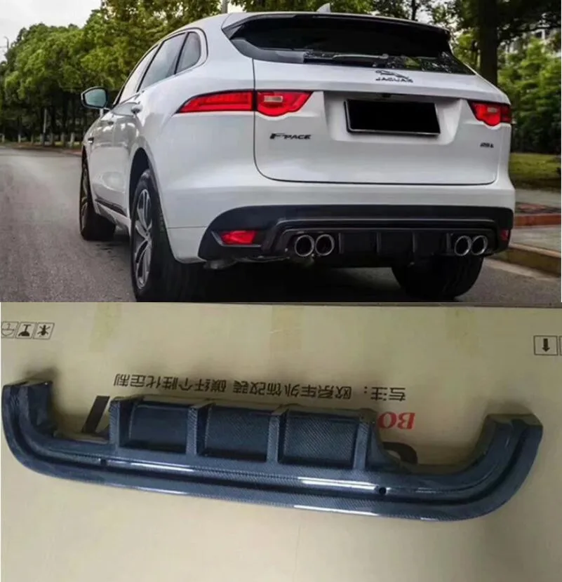 

Для Jaguar F PACE 2016-2020 задний бампер из настоящего углеродного волокна, диффузор, спойлер, комплект кузова