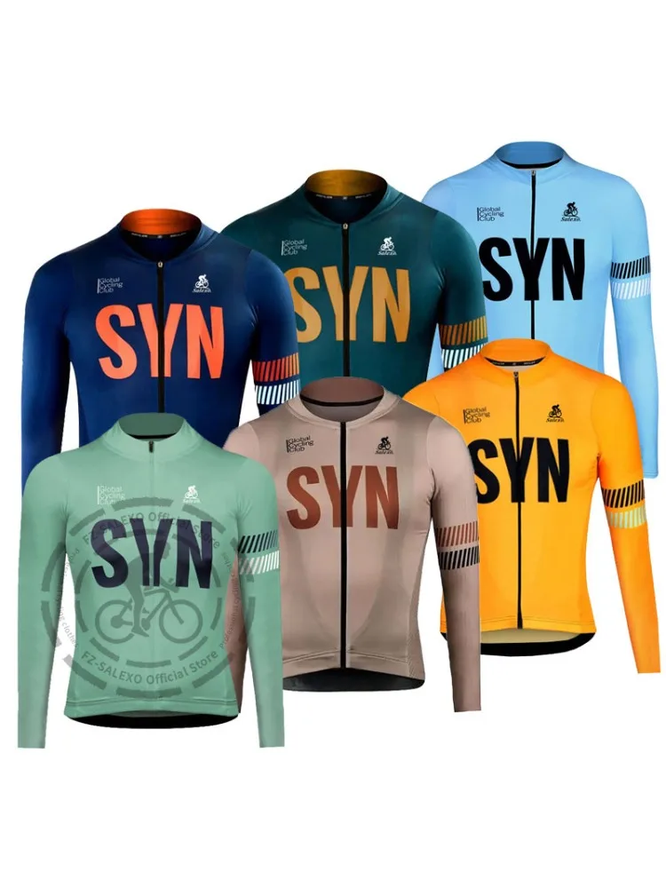 AliExpress 2025 SYN Spring Autumn Cycling Jersey Men's Long Sleeve Cycling Shirts MTB Bike Tops Breathable