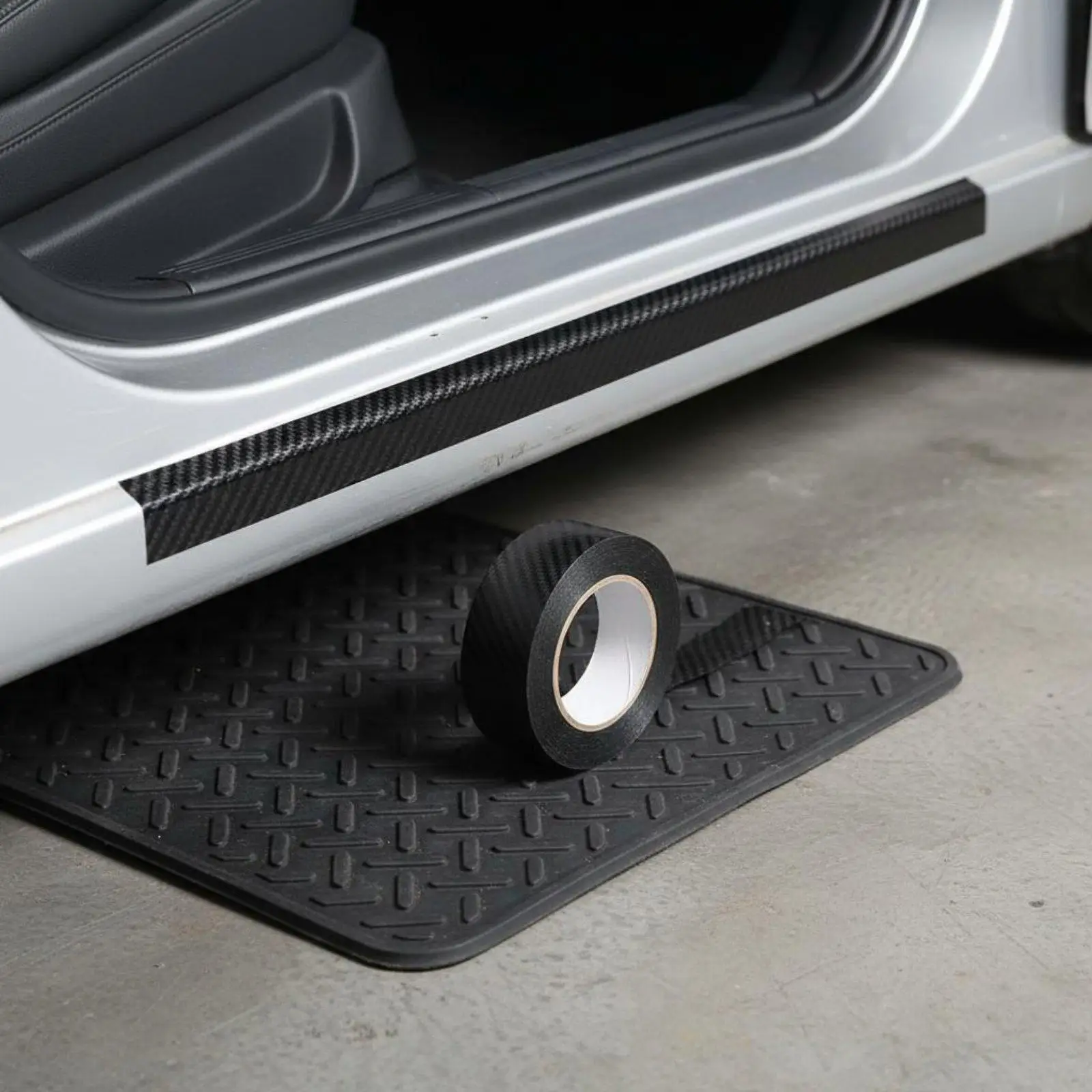 Vehicle Door Guard Strip 5D Carbon Fiber Look Adhesive Edge Protector Tape for Car Door Scratch Prevention