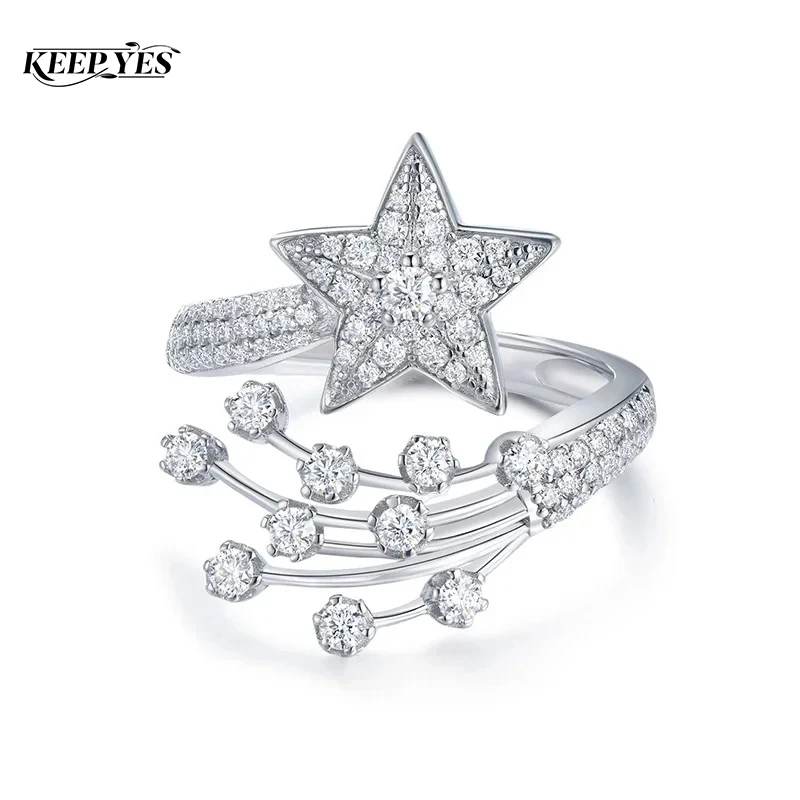 

KEEP YES Total 0.78ct Star Full Moissanite Rings for Women Sparkling S925 Sterling Sliver Plated 18k White Gold Eternity Band