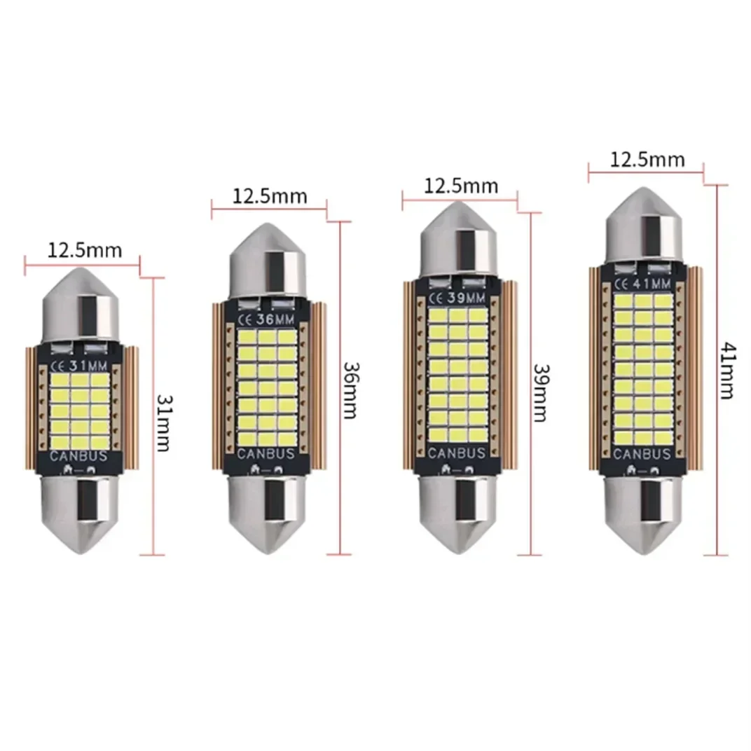 2x C10W C5W LED Canbus LED Festoon 31mm 36mm 39mm 42mm for Car Bulb Interior Reading Light License Plate Lamp White No Error