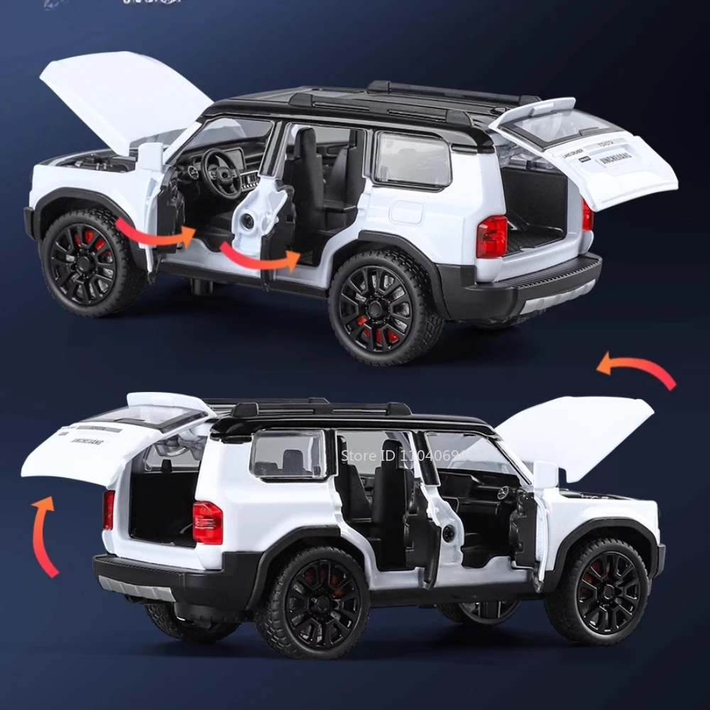 1:32 Prado SUV Car Model Toys Alloy Die-casting Pull Back 6 Doors Opened Sound Light Off-road Vehicle Gifts for Kids Collection