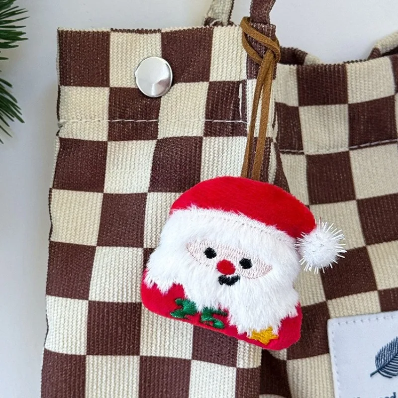 Christmas Plush Keychain Cartoon Santa Claus Christmas Tree Doll Stuffed Toys Car Keyring Bag Pendant Hanging Decor Gift 키링